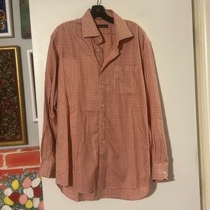 Peter Millar mens orange/white gingham long sleeve shirt